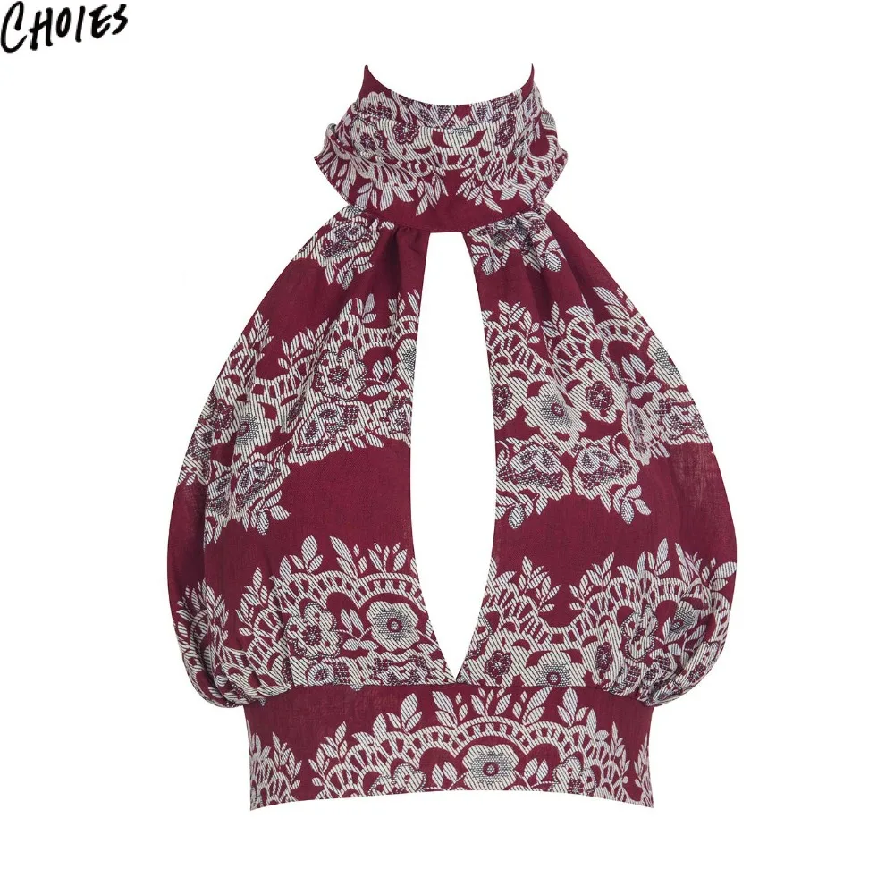 Женский топ 5 цветов с глубоким вырезом высокой горловиной кружевной открытой