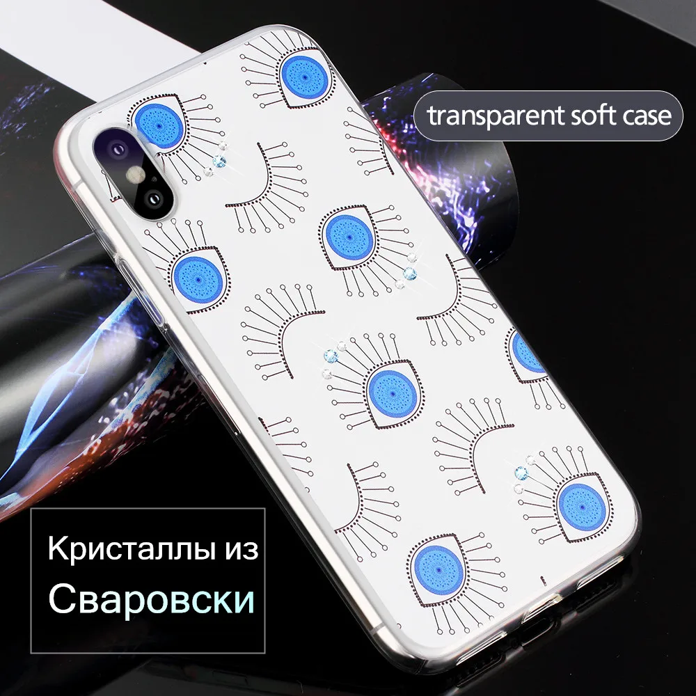 KINGXBAR для iPhone X Силиконовый чехол кристаллами Swarovski Прозрачный х крышка милые