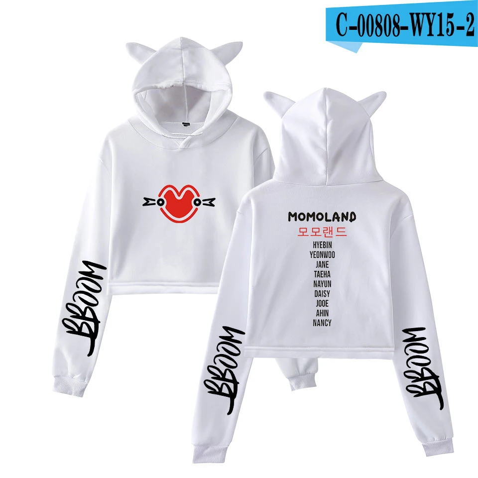 MOMOLAND модный тренд sala Cat укороченный Топ для женщин Лето толстовки Толстовка Сексуальная Горячая Kpop Harajuku больших размеров 2XL