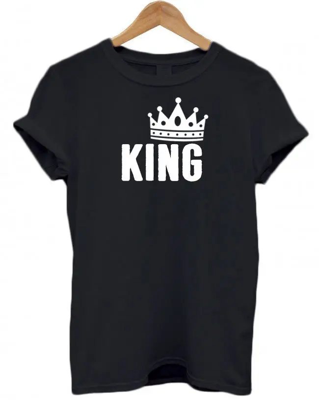 Парные футболки King футболка с логотипом Queen для мамы и папы подарки Прямая