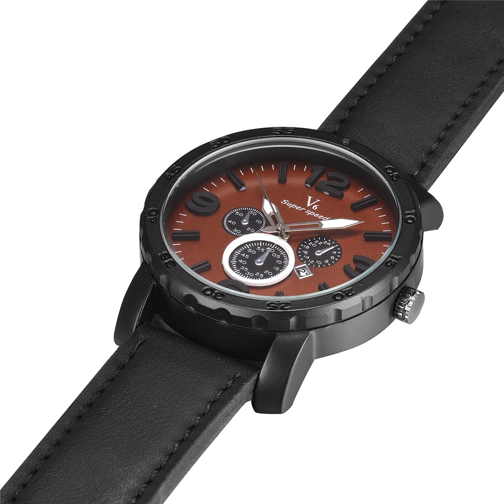 2017 V6 мужские повседневные часы Топ бренд Роскошные наручные Мужские кожаные