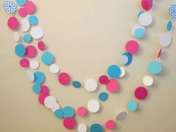 

Paper circle garlands wedding bridal baby shower reveal party banners