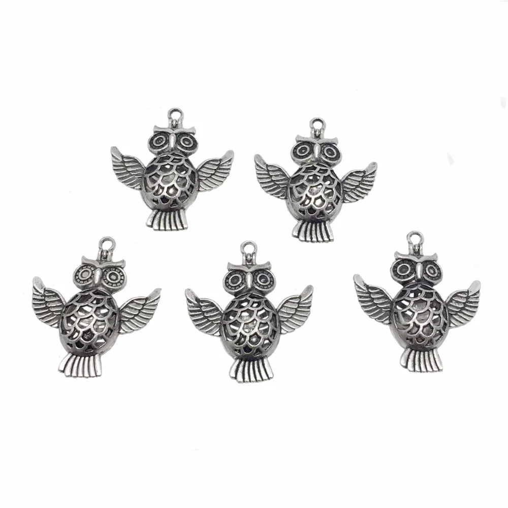 5 шт. Антикварная Серебряная Сова Магнитная застежка медальон ароматерапия