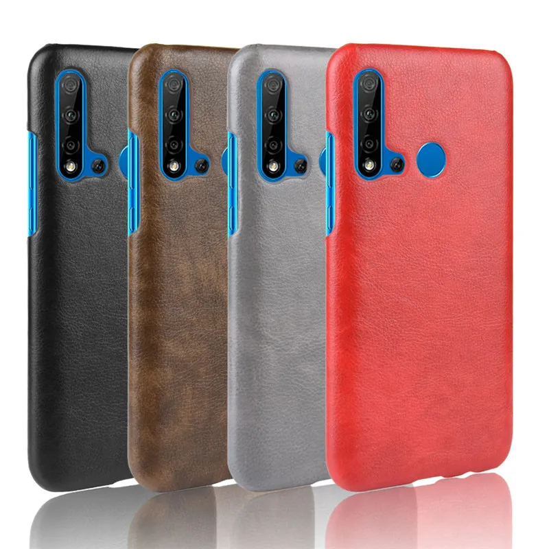 

For Huawei nova 5i GLK-LX2 Case Retro PU Leather Litchi pattern Skin Hard Back Cover For Huawei nova 5i 5 I nova5i Phone Case