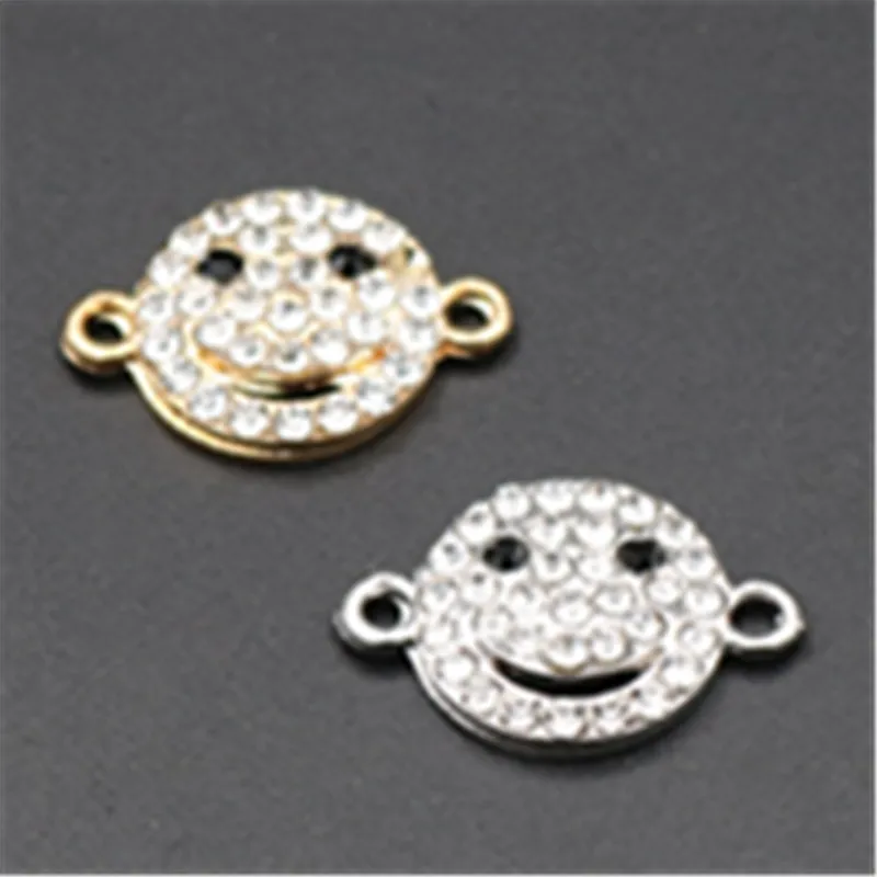 10 шт покрытые серебром Цвет/золотистого цвета ручной работы стразы улыбка