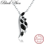 Женское ожерелье из серебра 925 пробы BLACK AWN, Элегантные Подвески из стерлингового серебра Колье с узором в виде листика пробы, ювелирные изделия, K040