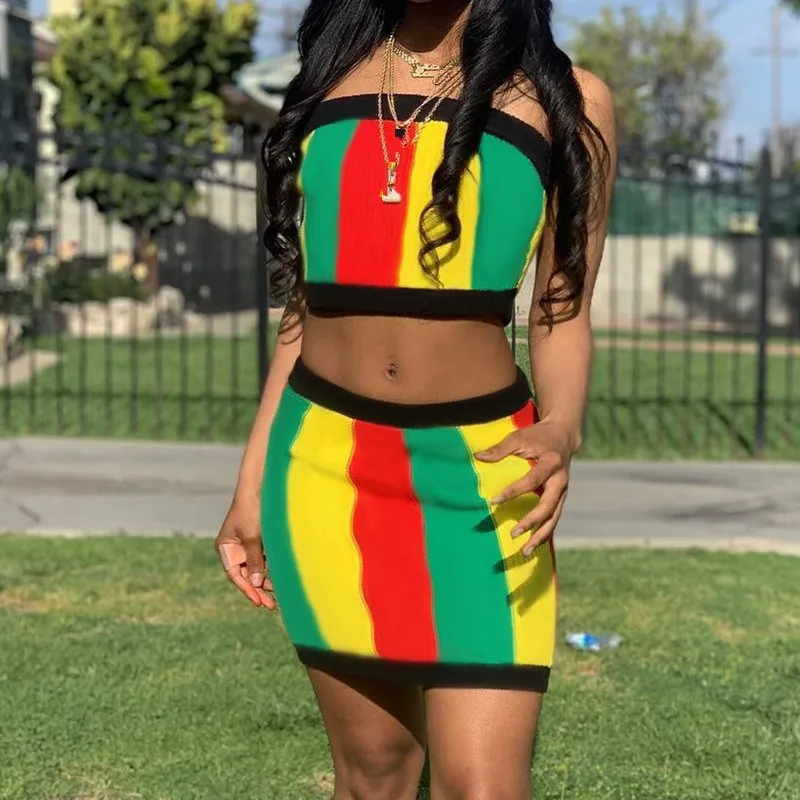 Plus Size Xxl Two Piece Set 2Pcs Outfits Women Slash Neck Crop Tops And Mini Skirts 2 Pieces Short Summer Matching Sets | Женская одежда