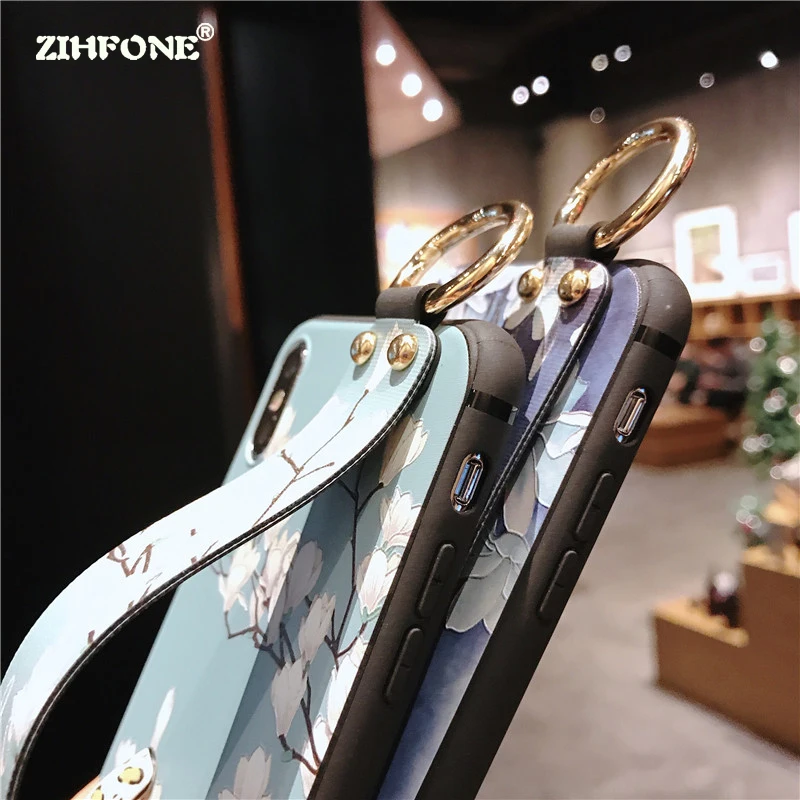 Fashion Flower Phone Case For OPPO K1 R15X Silicone Soft Wristband Back Cover On F9 A7X Vivo R15 R17 Pro Capa |
