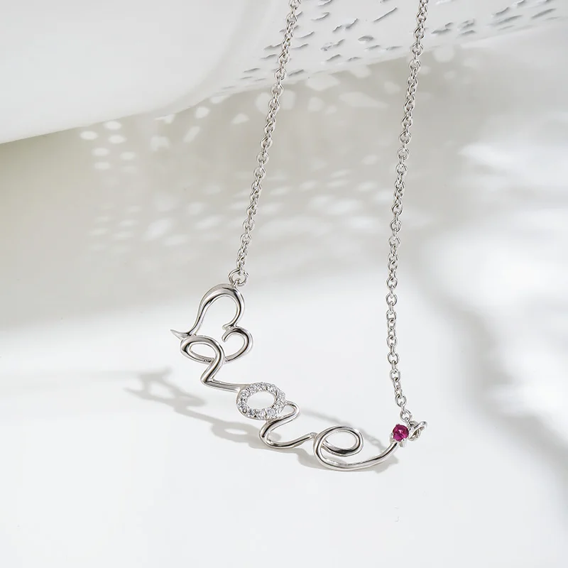 Sterling Silver Jewelry 925 Necklaces For Women Letter LOVE Romantic Holiday Gift Girl Friend | Украшения и аксессуары