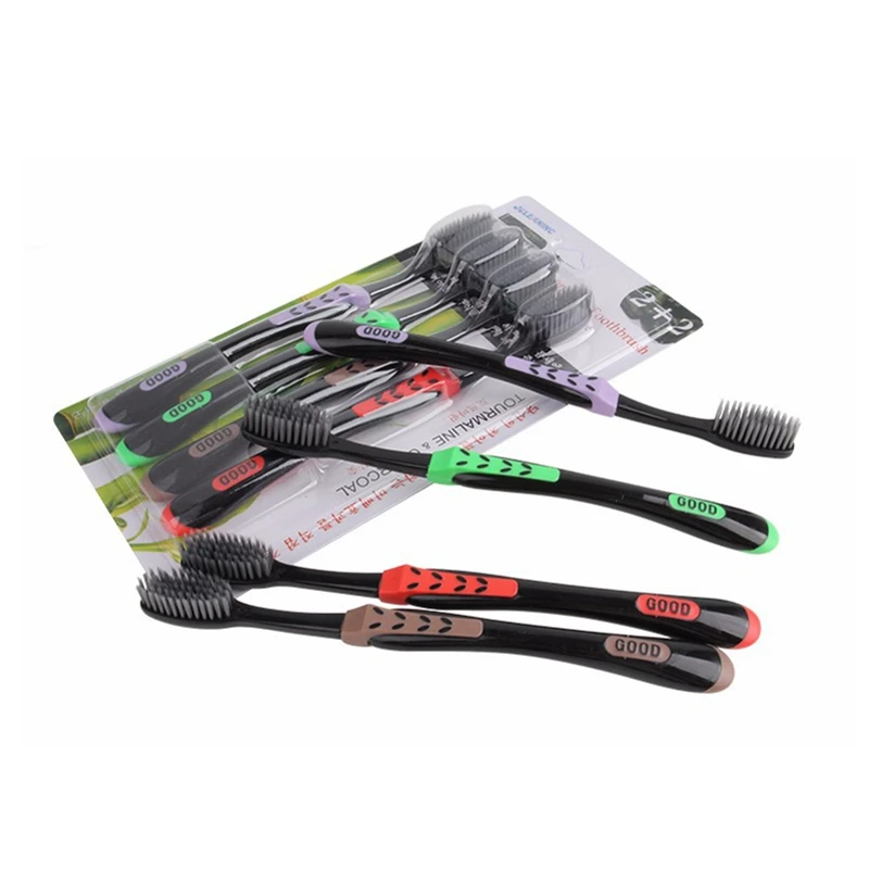 4 шт. двойная ультра мягкая зубная щетка бамбуковый уголь нано уход за полостью