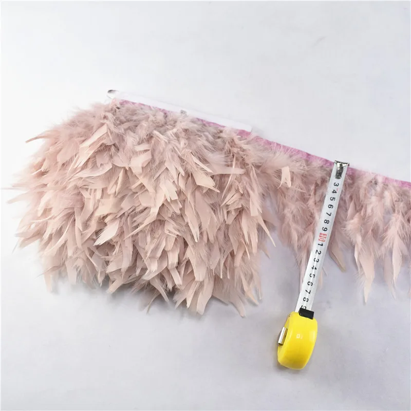 Leather pink 10 метров пушистые красивые перья индейки лента бахрома 4-6 дюймов турецкого Марабу отделка из перьев юбка платье отделка - Цвет: Leather pink
