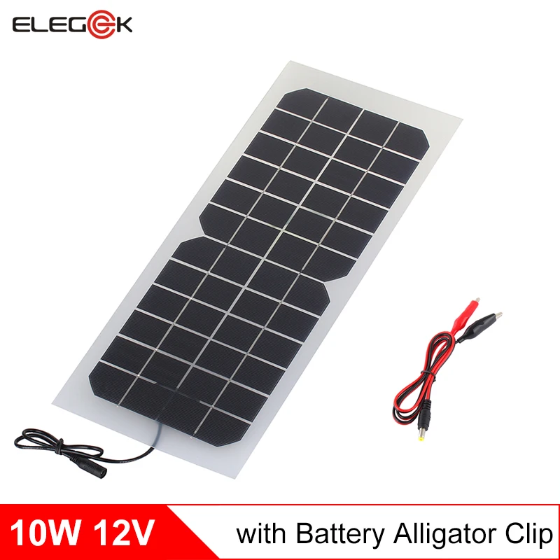 ELEGEEK 10 Вт 12 в солнечное зарядное устройство полугибкое прозрачное for12в батарея с