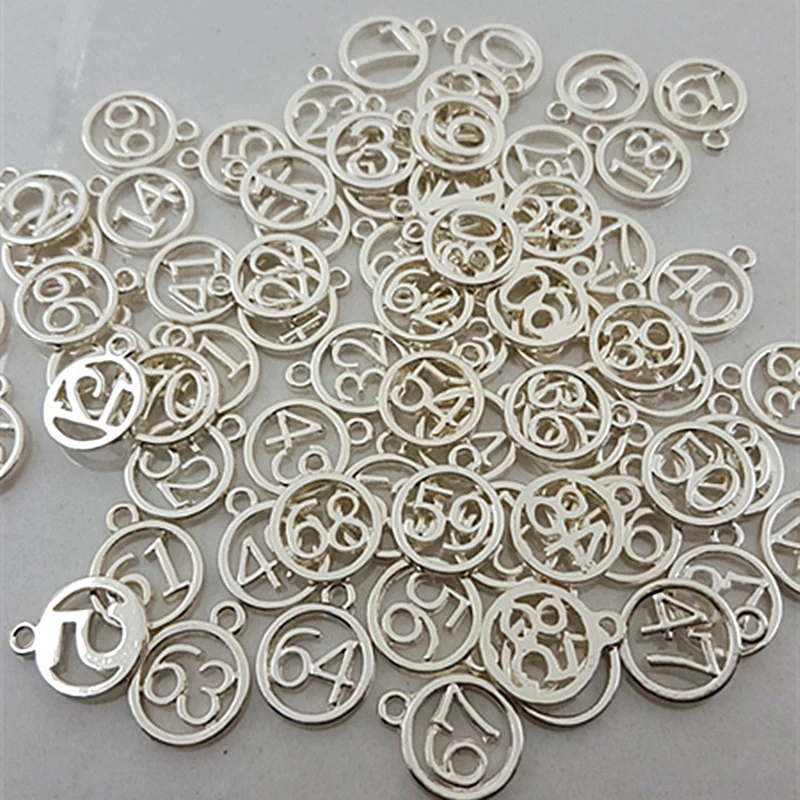 10 шт./лот высокое качество античное серебро Круглый браслет цифровой от 1 до 70