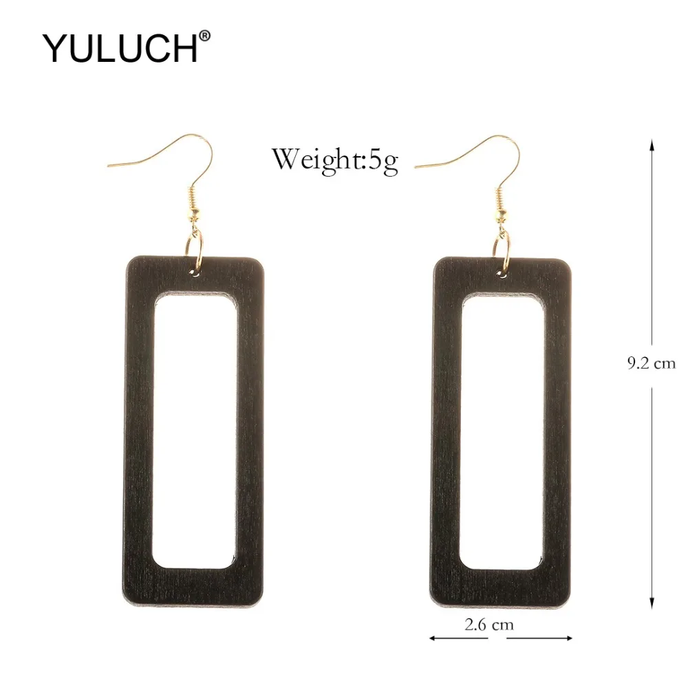 YULUCH 2019 Деревянные Черные прямоугольные полые модные Висячие серьги для люстры