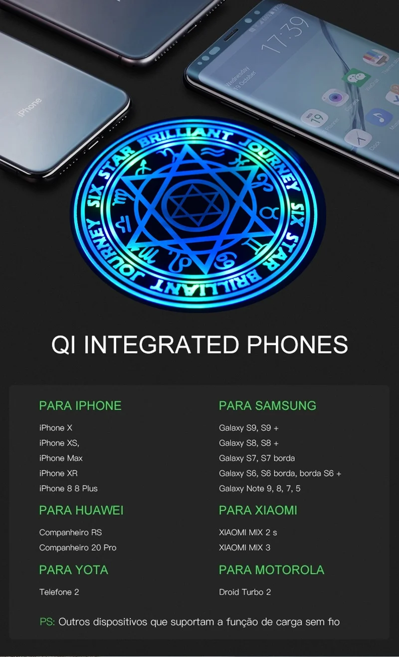 10 Вт Быстрое Qi Беспроводное зарядное устройство для iPhone X XS XR 8 7 алюминиевое Беспроводное зарядное устройство для samsung Note 9 S8 Carregador