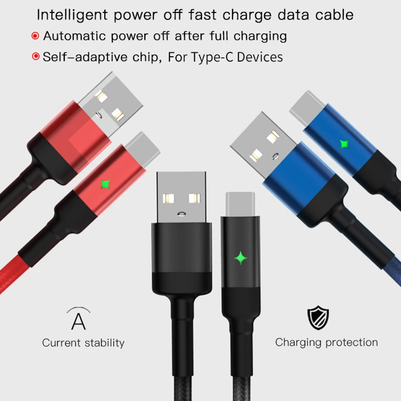 Usb type-C кабель для iPhone X XS XR 7 8 Plus автоматически отключается Быстрая зарядка для samsung S9 светодиодный кабель для синхронизации данных