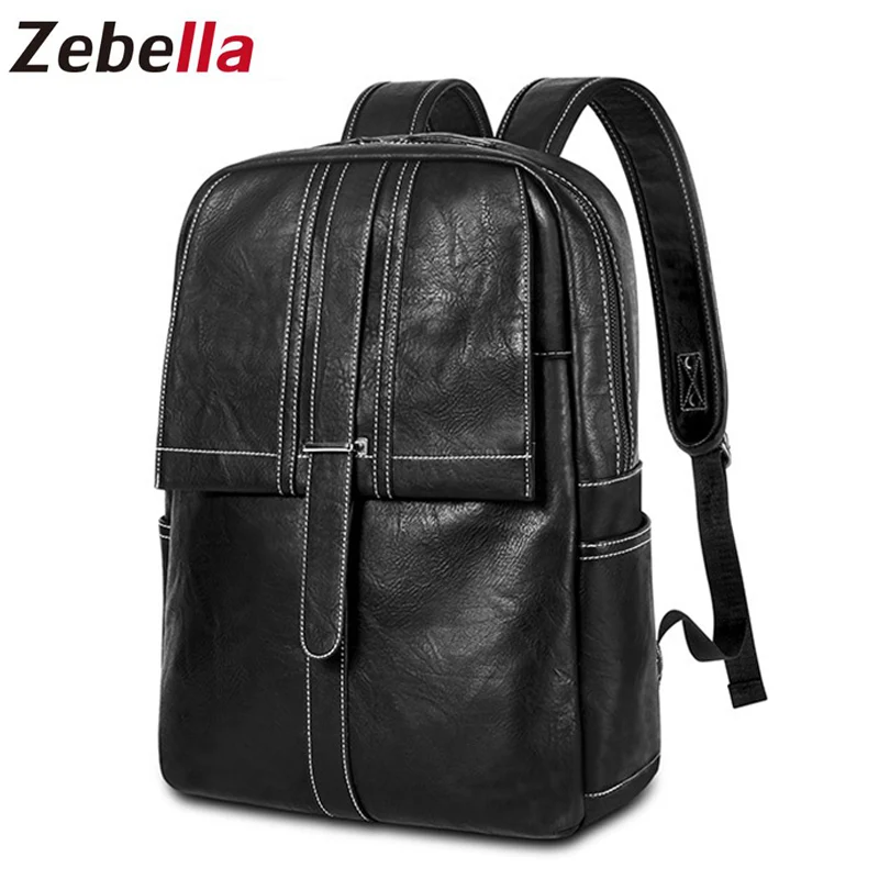 Zebella черный мужской рюкзак из искусственной кожи бизнес сумка для ноутбука с