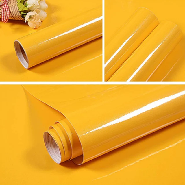 Yellow Современная самоклеящаяся Настенная Наклейка "сделай сам" для кухни, шкафа, двери, шкафа, мебели, ПВХ контактная бумага, одноцветная настенная бумага для домашнего декора - Цвет: Yellow