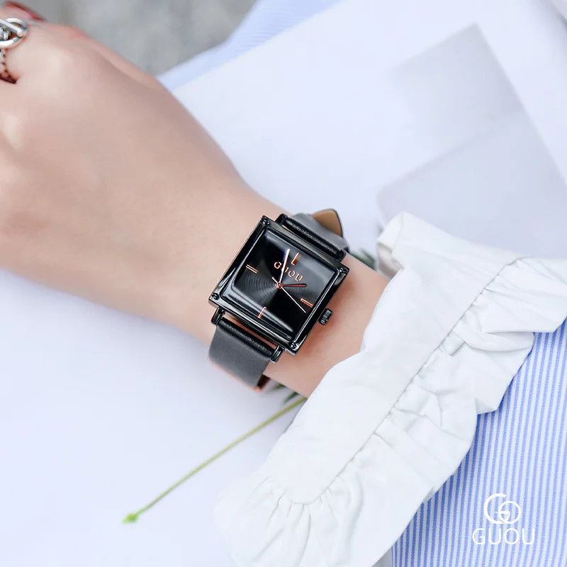 Simple Creative Square Women's Watches Genuine Leather Ladies Dress Business Quartz Wristwatch Female Casual Watch reloj mujer | Наручные