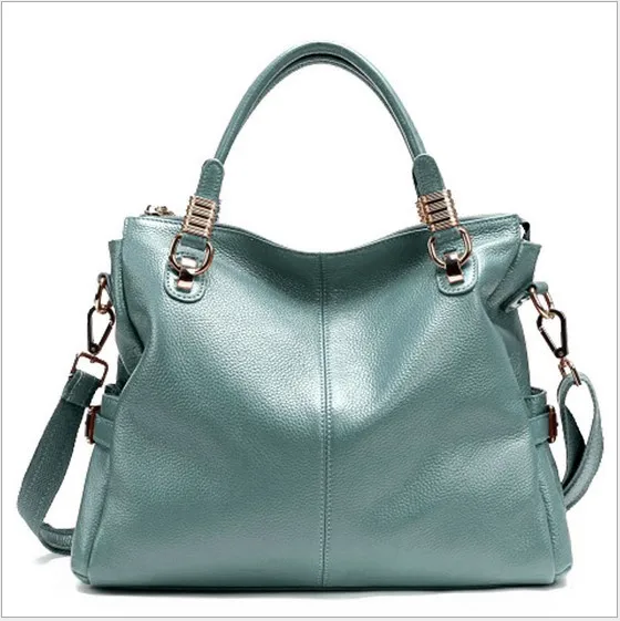 spring blue Гарантированная натуральная кожа женская сумка первый слой из воловьей кожи Модная женская сумка-мессенджер PT10 - Цвет: spring blue