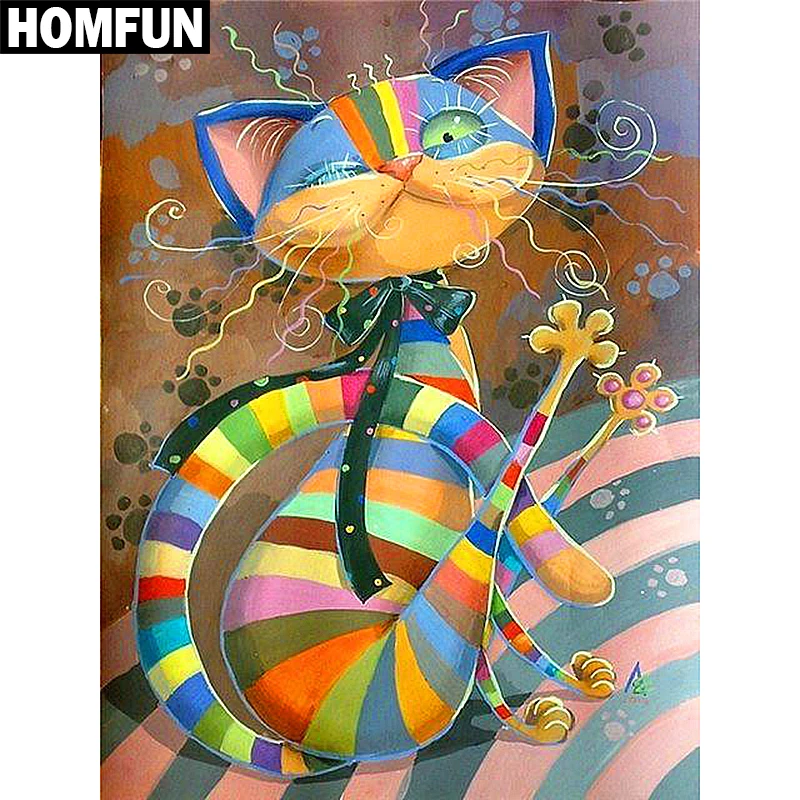 Алмазная живопись HOMFUN A06478 картина мультяшный Кот с полными квадратными/круглыми