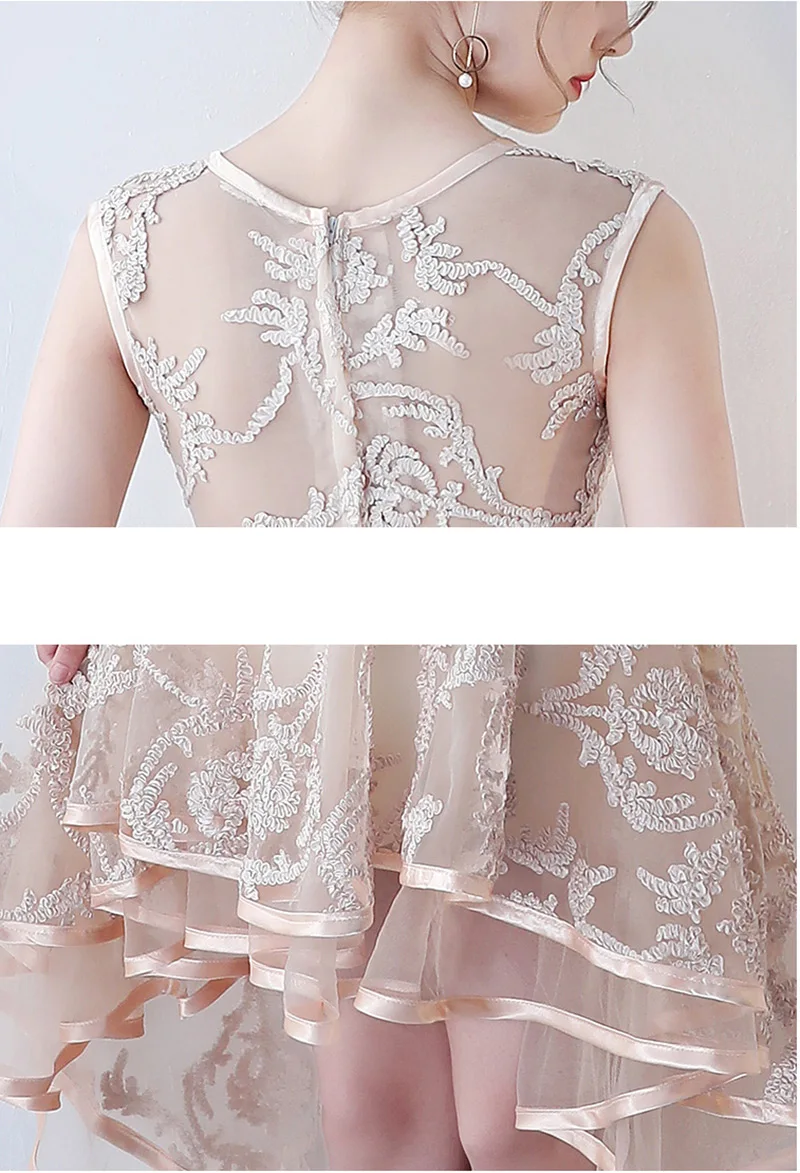 FADISTEE/Новое поступление, вечерние платья для выпускного вечера, Vestido de Festa, платье с круглым вырезом, кружевное прозрачное вечернее платье с открытой спиной, стиль high-low