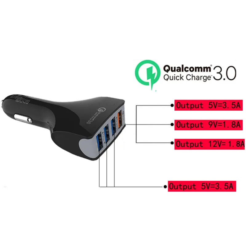 Универсальный QC 3 0 Quick Charge 4 порта USB беспроводной адаптер для автомобильного
