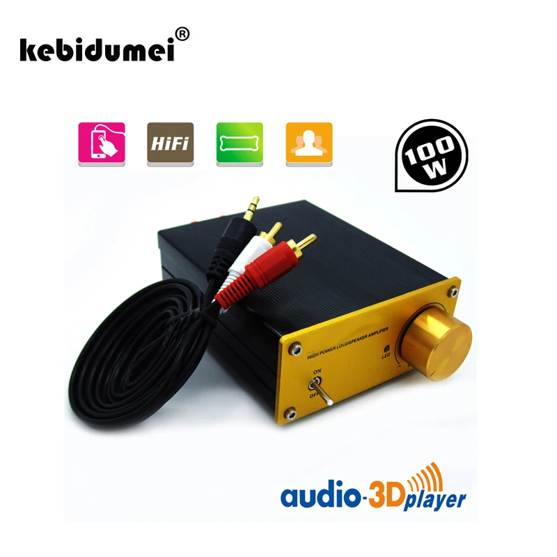 Усилитель мощности Kebidumei цифровой двухканальный Hi Fi усилитель 2*50 Вт с чипом
