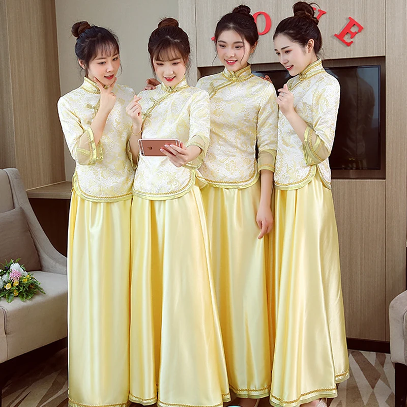 Винтажное свадебное платье подружки невесты Cheongsam современное традиционное в