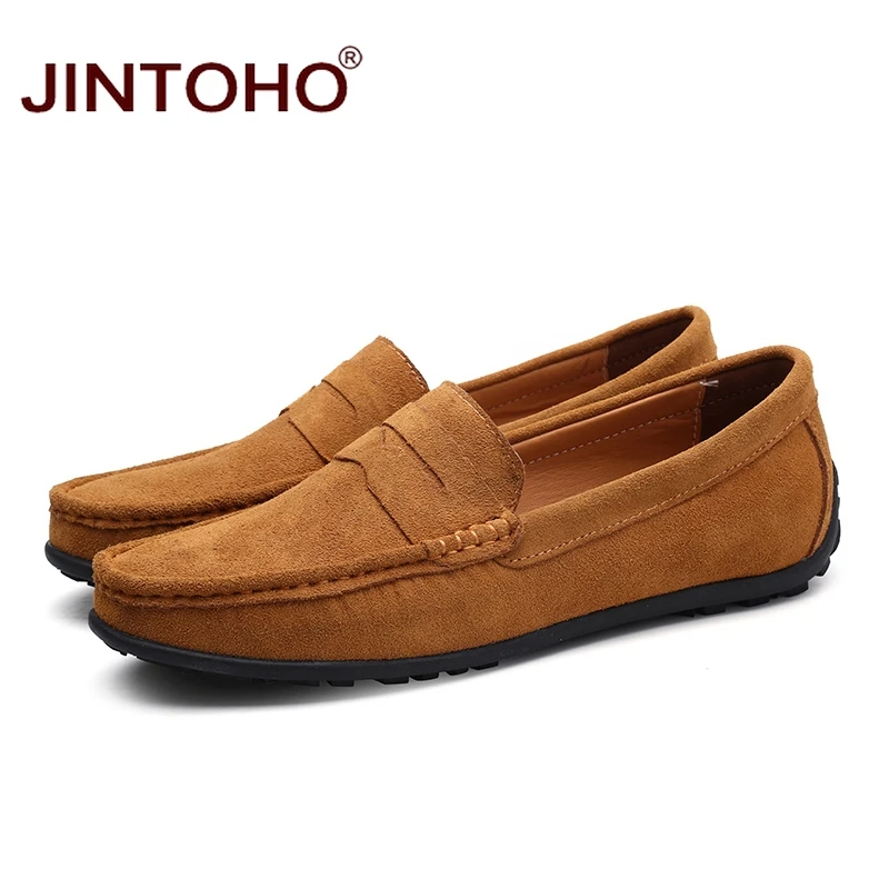 Туфли JINTOHO мужские кожаные и замшевые Брендовые повседневные топ-сайдеры без