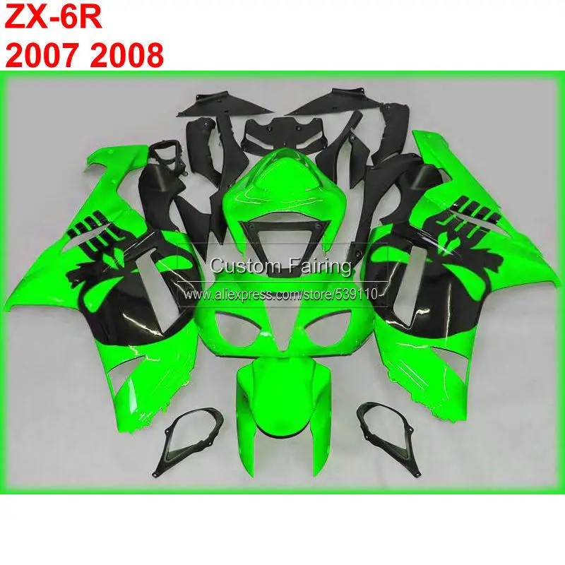 Комплект обтекателей для мотоцикла ABS Kawasaki zx6r zx 6r Ninja 07 08 2007 2008 зеленые Обтекатели