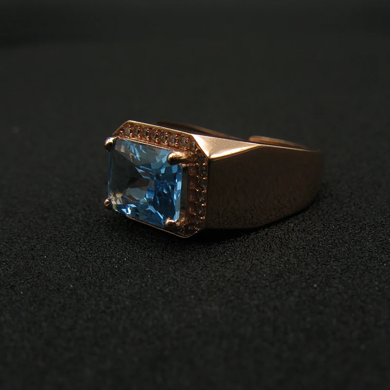 925 Sterling silver blue topaz Ring fashion gift for women jewelry Rose Open ring Fine Jewelry j081004agb | Украшения и