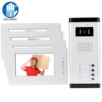 obo hands 7 inch color video door phone 4 monitors with 1 intercom doorbell can control 4 houses for multi apartmenthome safe