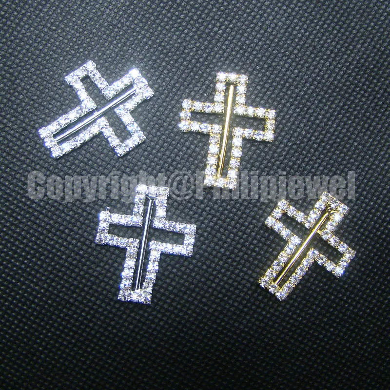 Rhinestone hollow cross slide buckle ribbon wedding invitation ornament jewelry accesorries 120pcs lot 22x28X22(bar)