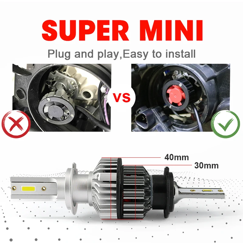 HLXG H7 H1 H3 9005 HB3 светодиодный 9006 HB4 Мини h4 alta y baja головной светильник 72W фары для 6000K