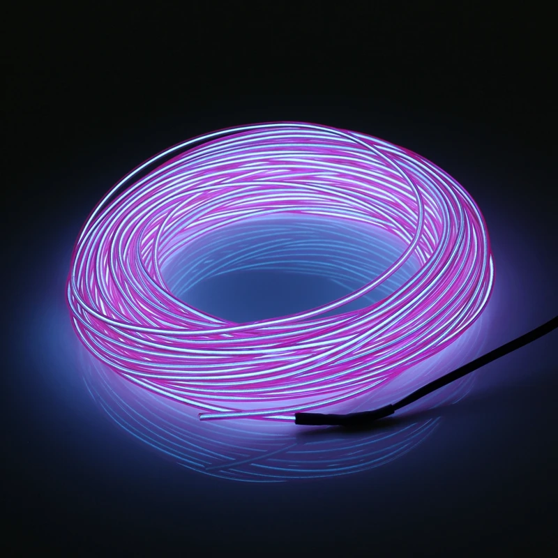 Фиолетовый Jiguoor 20 м EL Led Гибкая мягкая трубка провод неоновый светящийся автомобильный веревочный ленточный светильник Рождественское украшение дома AC 12 В - Испускаемый цвет: Фиолетовый
