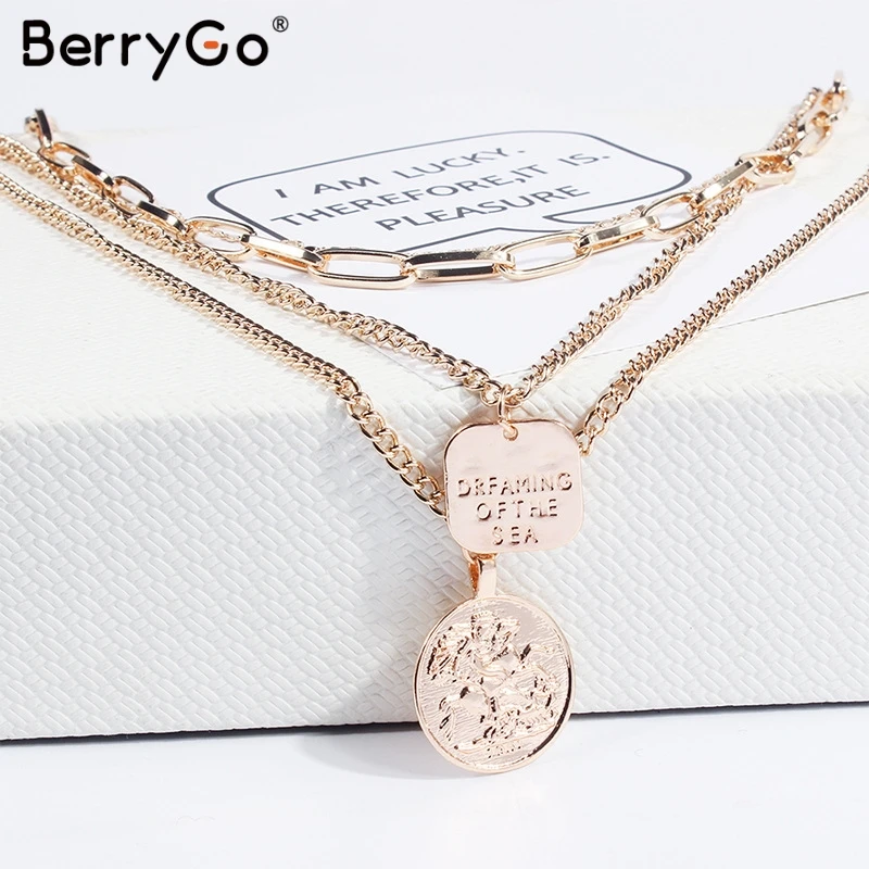 BerryGo женское ожерелье Многоуровневое эффектное модные стильные ожерелья Длинные