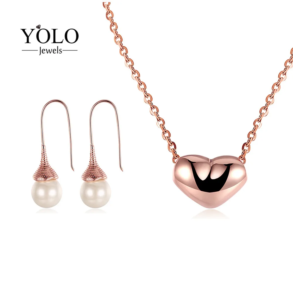 YOLO Jewels набор украшений для женщин любовь ожерелье в виде сердца и воды перламутр
