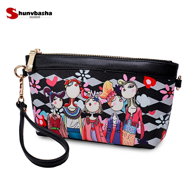 2018 New Fashion High Quality Ladies Shoulder Bag Cartoon Image Print Square Handbag Lady Leather Messenger | Багаж и сумки