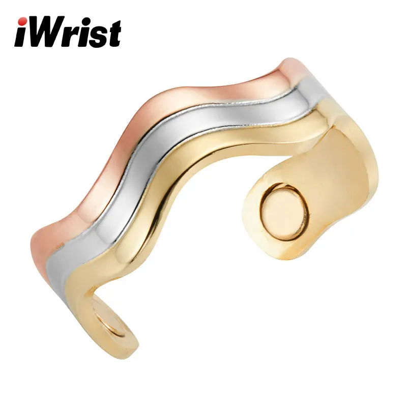 Женское кольцо iWrist из 100% чистой меди магнитное 3 тона Радужный цвет как завитые