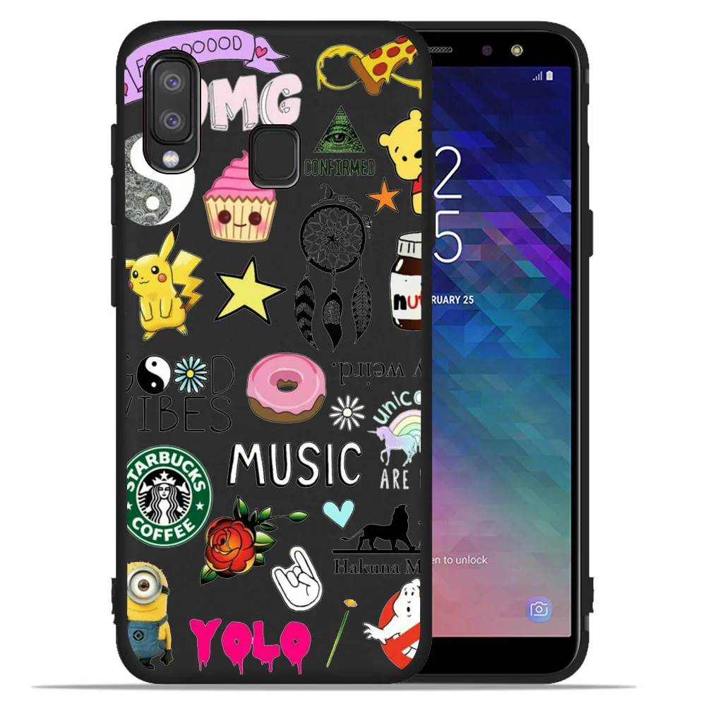 Черный ТПУ чехол для Samsung Galaxy A6 A8 Plus 2018 A10 A20 A30 A40 A50 A70 A320 A520 A720 A7 A9 Coque Etui панда Хаски |
