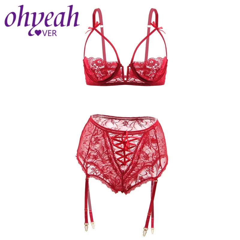 Ohyeahlover, женский бюстгальтер и трусики, набор, нижнее белье, прозрачный, половина чашки, сексуальное белье, набор, тонкий, искушение, бюстгальтер, наборы размера плюс