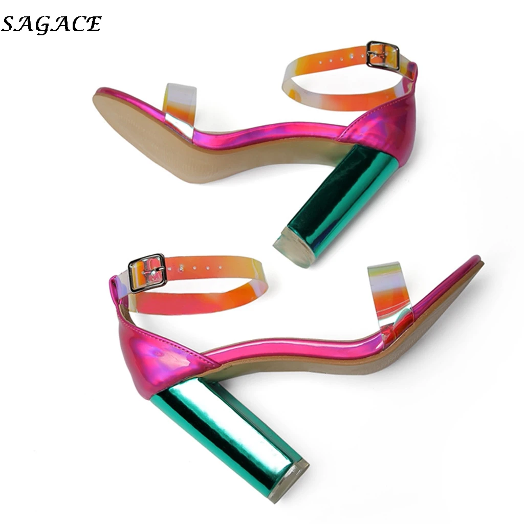 Женские прозрачные босоножки SAGACE из ПВХ на ремешке с пряжкой и открытым носком