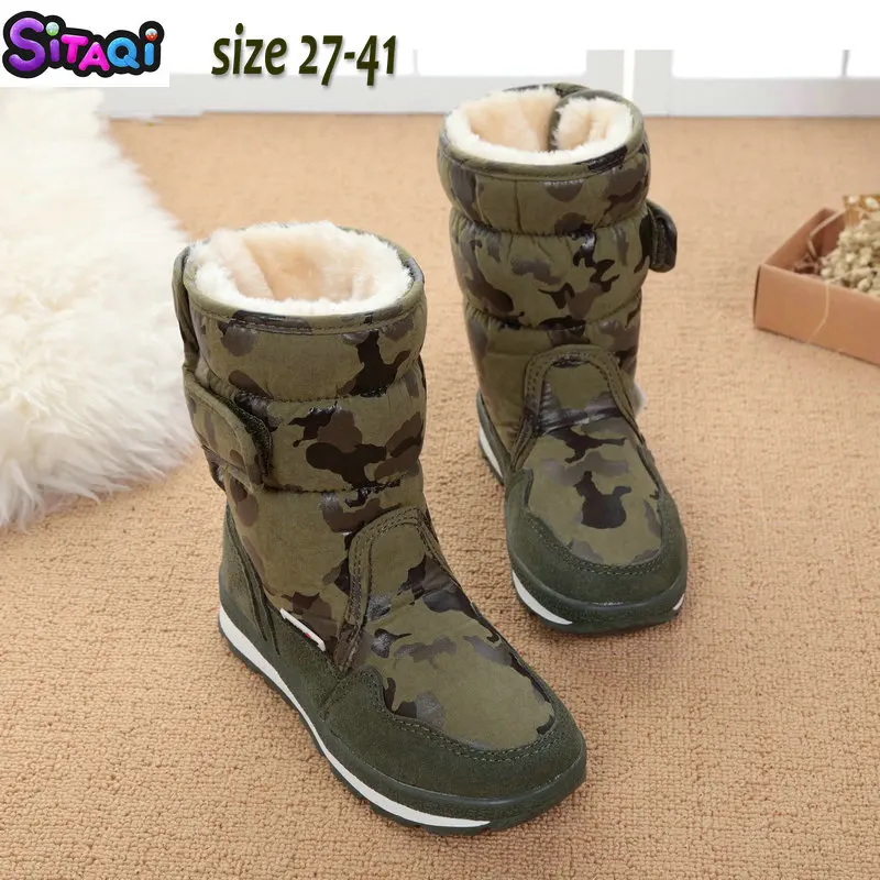 Обувь для мальчиков Ботинки камуфляжного цвета Зимняя обувь полного размера