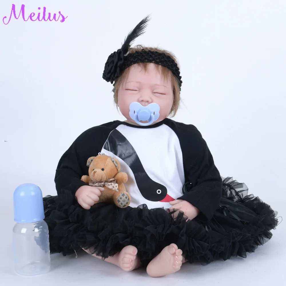 Ручной работы 22 дюйма Милые силиконовые куклы Reborn Baby 55 см хлопок тело Новый