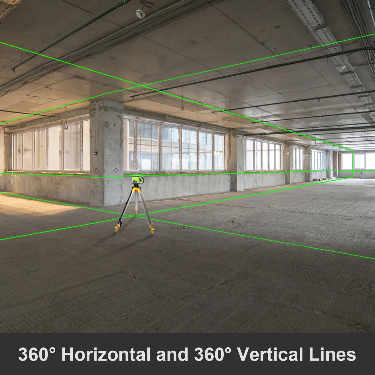 Huepar Electronic Self-Leveling 3D Green Beam Laser Level 3x360 Cross Line Three-Plane Leveling Alignment-Dual Slope Function