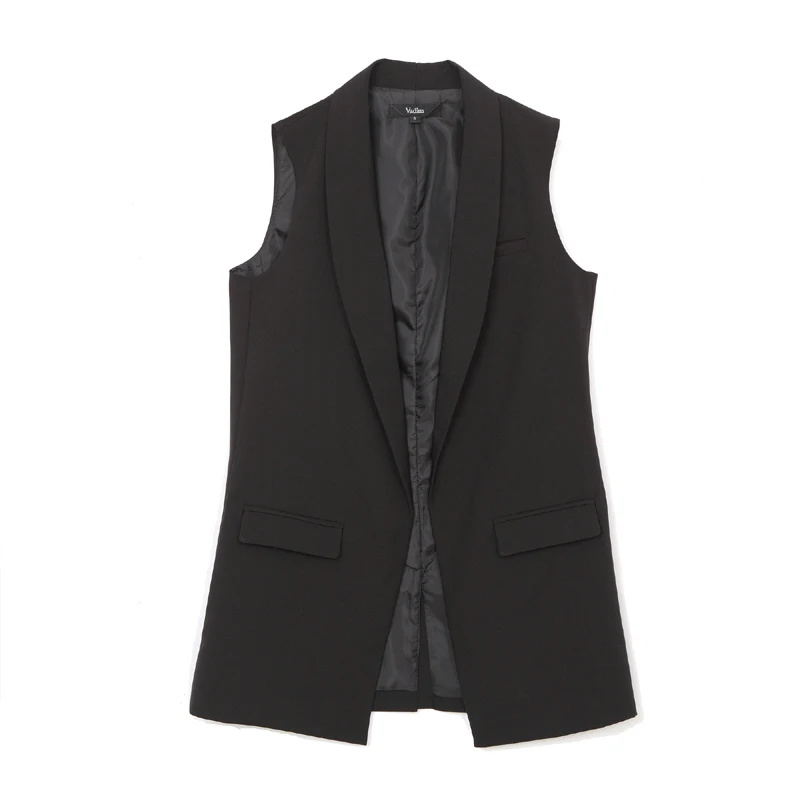 Женский офисный жилет модный без рукавов с карманами|colete feminino|coat sleevelesssleeveless vest |