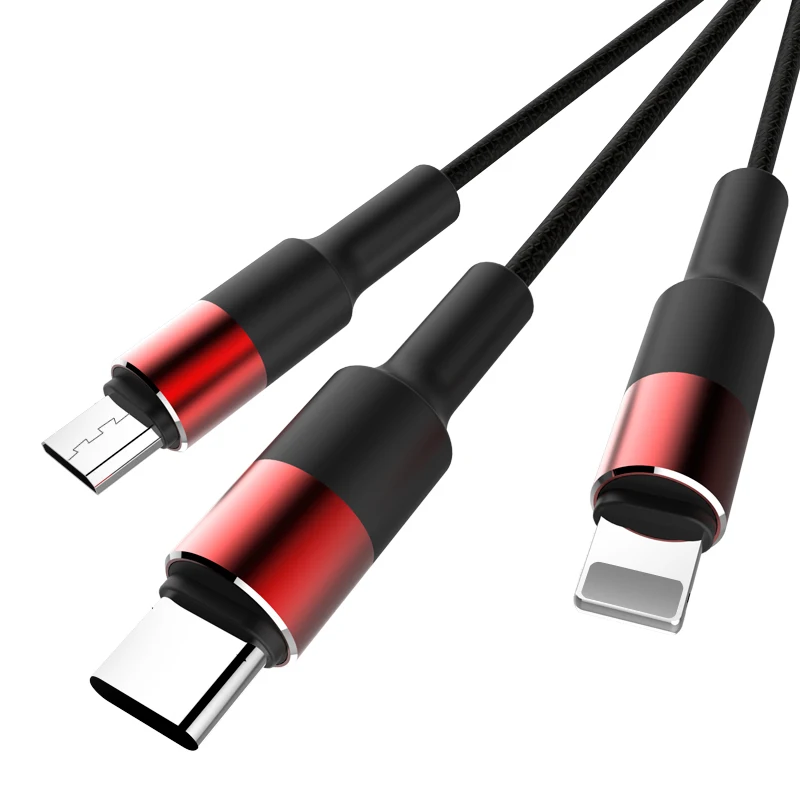 MOXOM 3 в 1 usb type C Micro USB кабель type-c для iPhone кабель зарядного устройства 120 см 3A кабель быстрой зарядки USB C