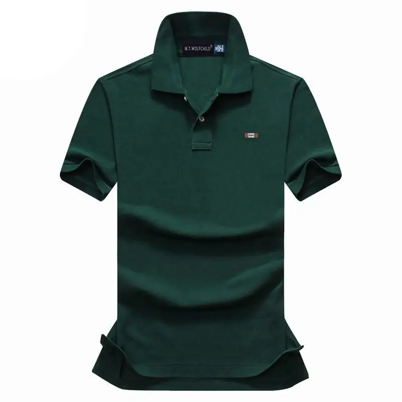 16 цветов, XS-4XL, лето, мужские брендовые рубашки поло с коротким рукавом, хлопок, мужские рубашки поло с лацканами, модная мужская одежда - Цвет: Dark green