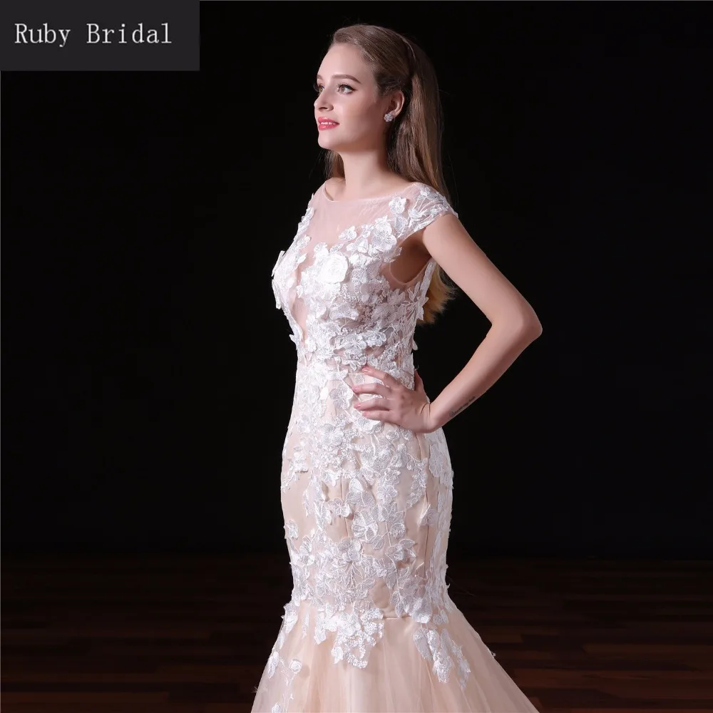 Рубиновое свадебное платье цвета шампанского Vestido De Casamento с открытой спиной